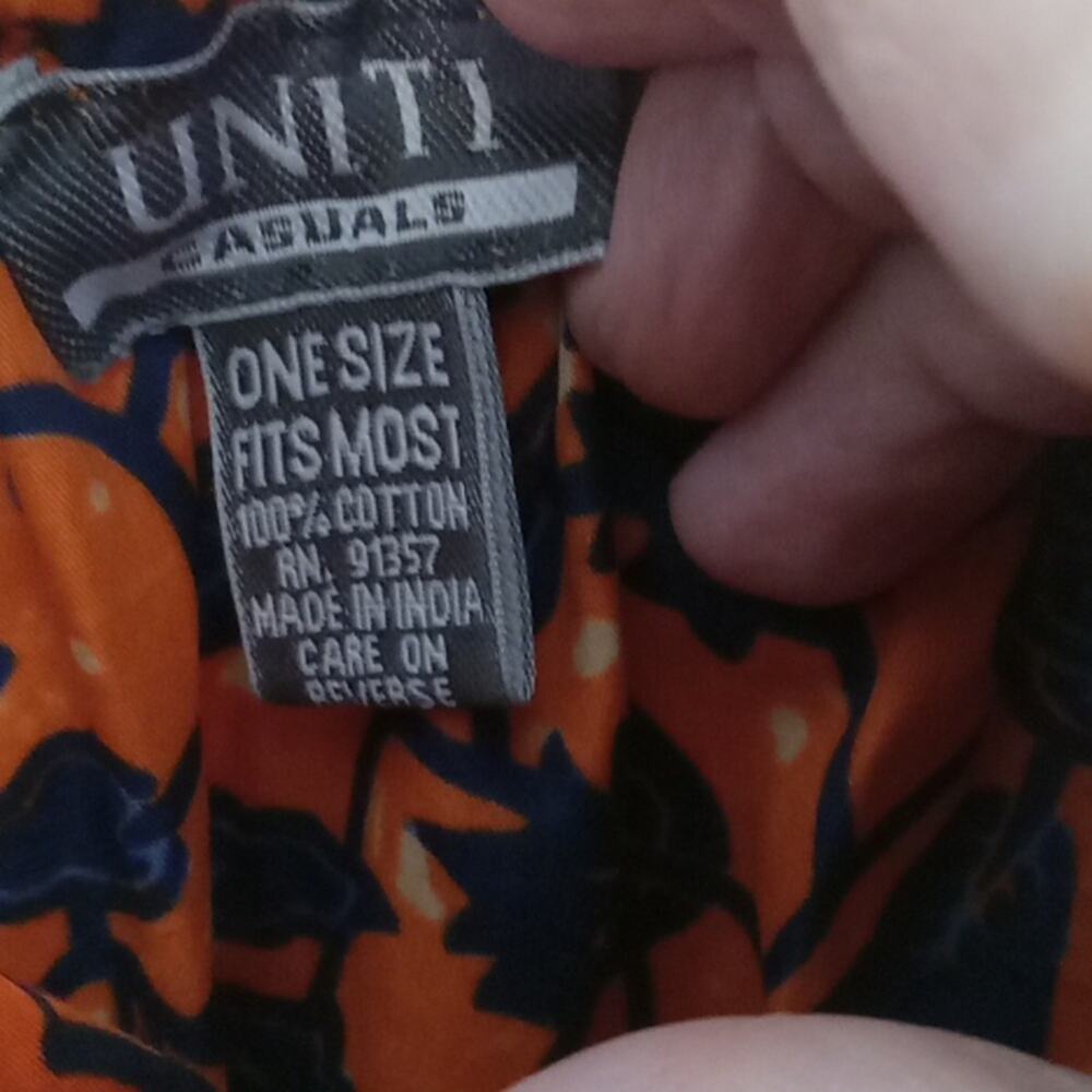 UNITI Casual Women's O/S Floral Orange and Blue Women's Skirt.Flowy, Feminine, - Picture 2 of 7